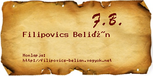 Filipovics Belián névjegykártya